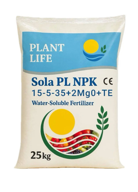 Плант Лайф NPK 15-5-35+2MgO+TE – водорастворимое удобрение, 25 кг, Plant Life
