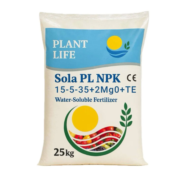 Плант Лайф NPK 15-5-35+2MgO+TE – водорастворимое удобрение, 25 кг, Plant Life