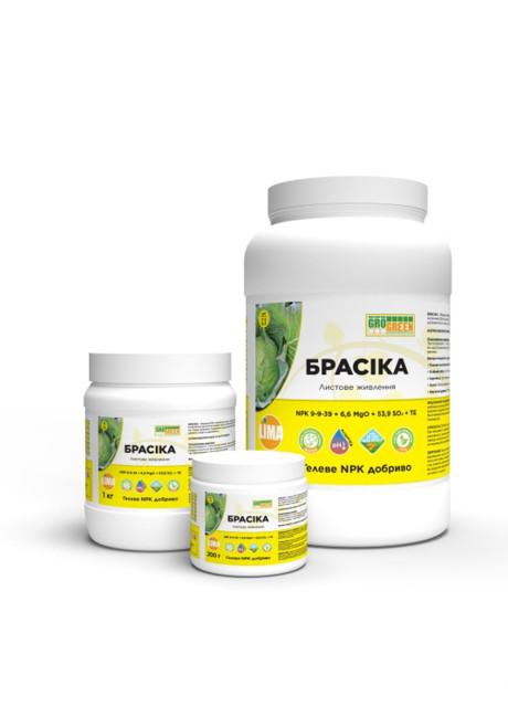 Добриво Гель Брасіка 1 кг 9-9-39+6,6MgO+54SO3+TE ГроГрін | Brassica Gro Green