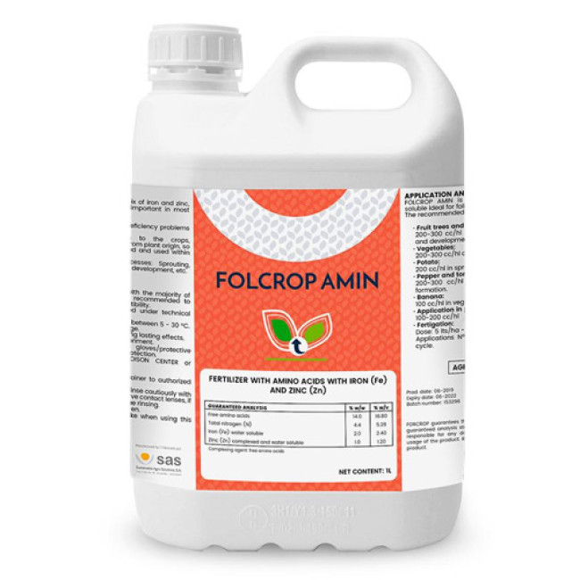 FOLCROP AMIN — аминокислотный биостимулятор с железом и цинком 5 л