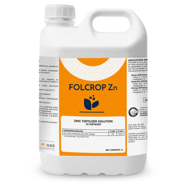 FOLCROP Zn — жидкое цинковое удобрение на основе лигносульфоната 5 л